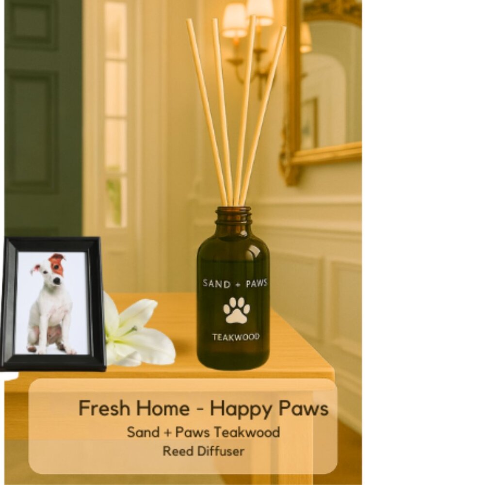 Sand + Paws Teakwood Pet Odor Neutralizing Bamboo Reed Diffuser 110ml